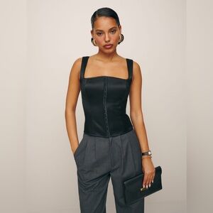 Reformation Tagliatelle Silk Top Black